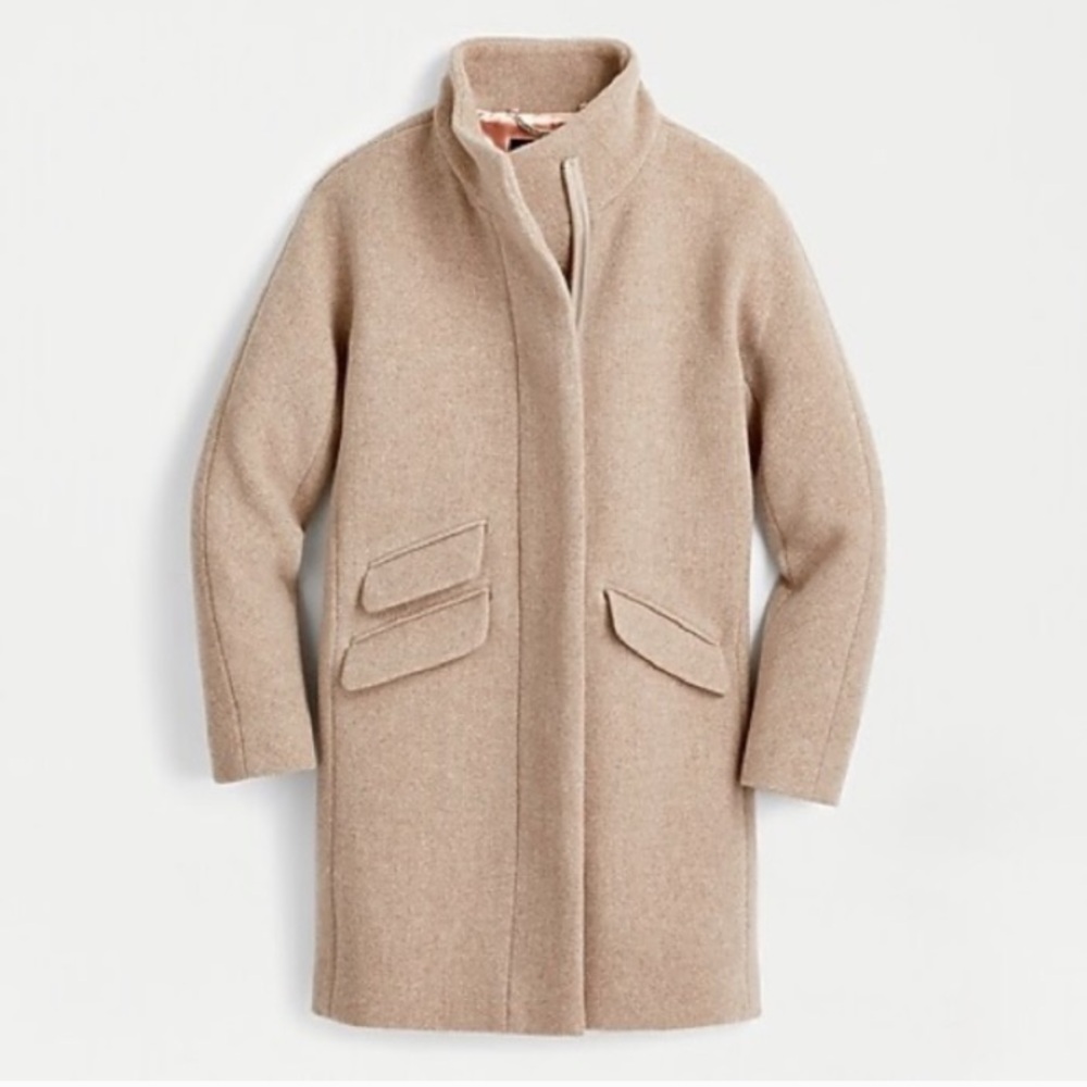 New: J Crew J5536 Cacoon Coat in Italian Stadium Cloth. Wool Blend. Size 8